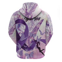 Personalized Polynesian Lupus Awareness Zip Hoodie Butterfly Hologram Lupus Warrior