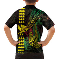 Hawaii Kakau Hammerhead Shark Family Matching Puletasi and Hawaiian Shirt Neon Plumeria Pattern LT01 - Polynesian Pride