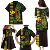 Hawaii Kakau Hammerhead Shark Family Matching Puletasi and Hawaiian Shirt Neon Plumeria Pattern LT01 - Polynesian Pride