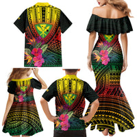 Hawaii Kanaka Maoli Flag Day Family Matching Mermaid Dress and Hawaiian Shirt Tropical Flowers LT01 - Polynesian Pride