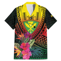 Hawaii Kanaka Maoli Flag Day Family Matching Mermaid Dress and Hawaiian Shirt Tropical Flowers LT01 Dad's Shirt - Short Sleeve Black - Polynesian Pride