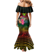 Hawaii Kanaka Maoli Flag Day Family Matching Mermaid Dress and Hawaiian Shirt Tropical Flowers LT01 - Polynesian Pride