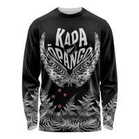 Custom New Zealand Rugby Long Sleeve Shirt NZ Opango Forever Silver Fern Heart LT01 Unisex Black - Polynesian Pride