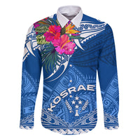 Kosrae Constitution Day Family Matching Off Shoulder Short Dress and Hawaiian Shirt Kusaie Special Style LT01 Dad's Shirt - Long Sleeve Blue - Polynesian Pride