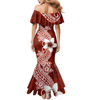 Hafa Adai Guam Family Matching Mermaid Dress and Hawaiian Shirt Polynesian Floral Red Pattern LT01 - Polynesian Pride