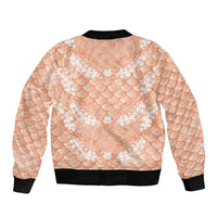 Apricot Mermaid Puakenikeni Maile Lei Sleeve Zip Bomber Jacket