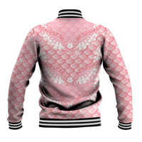 Soft Pink Mermaid Puakenikeni Maile Lei Baseball Jacket
