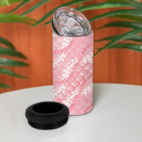 Soft Pink Mermaid Puakenikeni Maile Lei 4 in 1 Can Cooler Tumbler