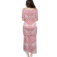 Soft Pink Mermaid Puakenikeni Maile Lei Family Matching Puletasi and Hawaiian Shirt LT01 - Polynesian Pride