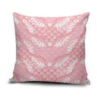 Soft Pink Mermaid Puakenikeni Maile Lei Pillow Cover