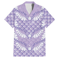 Lilac Mermaid Puakenikeni Maile Lei Family Matching Long Sleeve Bodycon Dress and Hawaiian Shirt LT01 Dad's Shirt - Short Sleeve Purple - Polynesian Pride