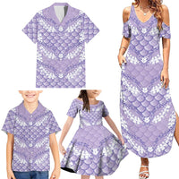 Lilac Mermaid Puakenikeni Maile Lei Family Matching Summer Maxi Dress and Hawaiian Shirt LT01 - Polynesian Pride