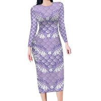 Lilac Mermaid Puakenikeni Maile Lei Long Sleeve Bodycon Dress
