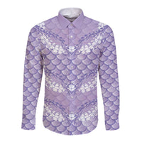 Lilac Mermaid Puakenikeni Maile Lei Long Sleeve Button Shirt