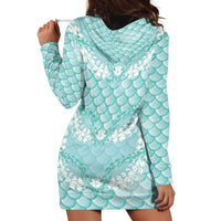 Light Turquoise Mermaid Puakenikeni Maile Lei Hoodie Dress