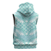 Light Turquoise Mermaid Puakenikeni Maile Lei Sleeveless Hoodie