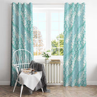 Light Turquoise Mermaid Puakenikeni Maile Lei Window Curtain