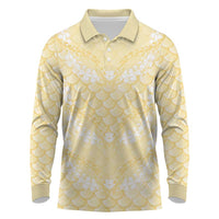Pastel Yellow Mermaid Puakenikeni Maile Lei Long Sleeve Polo Shirt