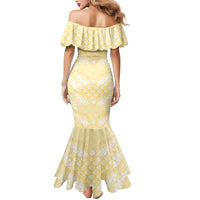 Pastel Yellow Mermaid Puakenikeni Maile Lei Mermaid Dress