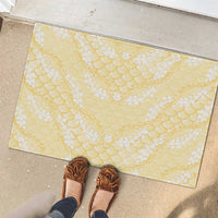 Pastel Yellow Mermaid Puakenikeni Maile Lei Rubber Doormat
