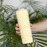 Pastel Yellow Mermaid Puakenikeni Maile Lei Skinny Tumbler LT01 - Polynesian Pride