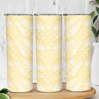 Pastel Yellow Mermaid Puakenikeni Maile Lei Skinny Tumbler LT01 - Polynesian Pride
