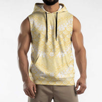 Pastel Yellow Mermaid Puakenikeni Maile Lei Sleeveless Hoodie