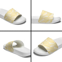 Pastel Yellow Mermaid Puakenikeni Maile Lei Slide Sandals