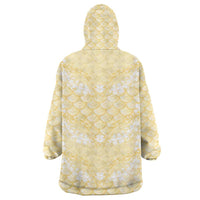 Pastel Yellow Mermaid Puakenikeni Maile Lei Wearable Blanket Hoodie LT01 - Polynesian Pride