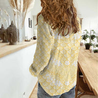 Pastel Yellow Mermaid Puakenikeni Maile Lei Women Casual Shirt LT01 - Polynesian Pride