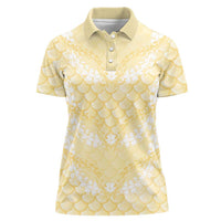 Pastel Yellow Mermaid Puakenikeni Maile Lei Women Polo Shirt LT01 Female Yellow - Polynesian Pride
