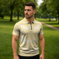 Pastel Yellow Mermaid Puakenikeni Maile Lei Zipper Polo Shirt