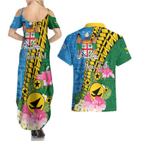 Personalised Malampa Fiji Day Couples Matching Summer Maxi Dress and Hawaiian Shirt Tropical Tapa Pattern LT01 - Polynesian Pride