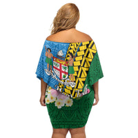 Personalised Malampa Fiji Day Family Matching Off Shoulder Short Dress and Hawaiian Shirt Tropical Tapa Pattern LT01 - Polynesian Pride