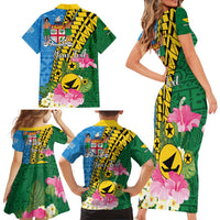 Personalised Malampa Fiji Day Family Matching Short Sleeve Bodycon Dress and Hawaiian Shirt Tropical Tapa Pattern LT01 - Polynesian Pride