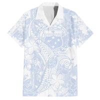 Samoa White Sunday Family Matching Off Shoulder Short Dress and Hawaiian Shirt Plumeria Floral LT01 Dad's Shirt - Short Sleeve White - Polynesian Pride