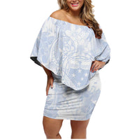 Samoa White Sunday Family Matching Off Shoulder Short Dress and Hawaiian Shirt Plumeria Floral LT01 Mom's Dress White - Polynesian Pride