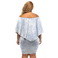 Samoa White Sunday Family Matching Off Shoulder Short Dress and Hawaiian Shirt Plumeria Floral LT01 - Polynesian Pride