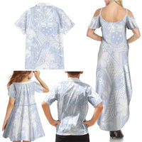 Samoa White Sunday Family Matching Summer Maxi Dress and Hawaiian Shirt Plumeria Floral LT01 - Polynesian Pride