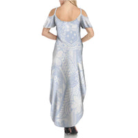 Samoa White Sunday Family Matching Summer Maxi Dress and Hawaiian Shirt Plumeria Floral LT01 - Polynesian Pride