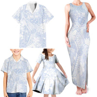 Samoa White Sunday Family Matching Tank Maxi Dress and Hawaiian Shirt Plumeria Floral LT01 - Polynesian Pride
