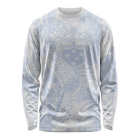 Samoa White Sunday Long Sleeve Shirt Plumeria Floral LT01 Unisex White - Polynesian Pride
