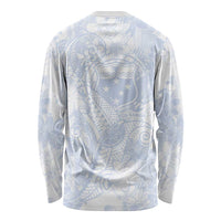 Samoa White Sunday Long Sleeve Shirt Plumeria Floral LT01 - Polynesian Pride