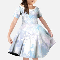 Samoa White Sunday Family Matching Long Sleeve Bodycon Dress and Hawaiian Shirt Sweet Pastel Plumeria Floral LT01 Daughter's Dress White - Polynesian Pride