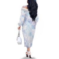 Samoa White Sunday Family Matching Off The Shoulder Long Sleeve Dress and Hawaiian Shirt Sweet Pastel Plumeria Floral LT01 - Polynesian Pride