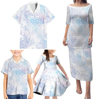 Samoa White Sunday Family Matching Puletasi and Hawaiian Shirt Sweet Pastel Plumeria Floral LT01 - Polynesian Pride