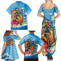 Personalized Aloha Hawaii Skeleton Surfing Family Matching Summer Maxi Dress and Hawaiian Shirt Tribal Shark Plumeria LT01 - Polynesian Pride