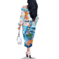 Personalized Hawaii Hula Girl Skeleton Dancing Family Matching Off The Shoulder Long Sleeve Dress and Hawaiian Shirt Hibiscus Tribal Shark LT01 - Polynesian Pride