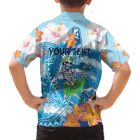 Personalized Hawaii Hula Girl Skeleton Dancing Family Matching Off Shoulder Maxi Dress and Hawaiian Shirt Hibiscus Tribal Shark LT01 - Polynesian Pride