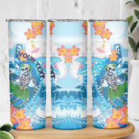 Personalized Hawaii Hula Girl Skeleton Dancing Skinny Tumbler Hibiscus Tribal Shark LT01 - Polynesian Pride